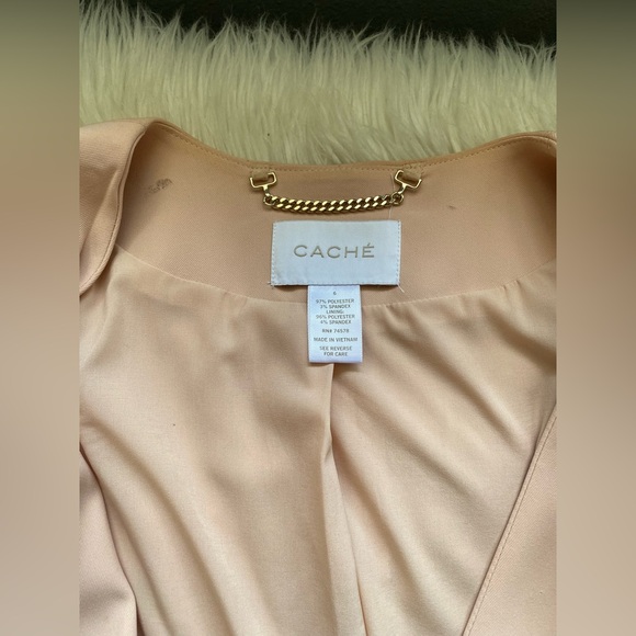 CACHE Open Front Draped Jacket Blazer Blush Pink Peach Sz 6 Sm/Md - Picture 6 of 7